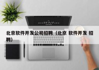 北京软件开发公司招聘（北京 软件开发 招聘）